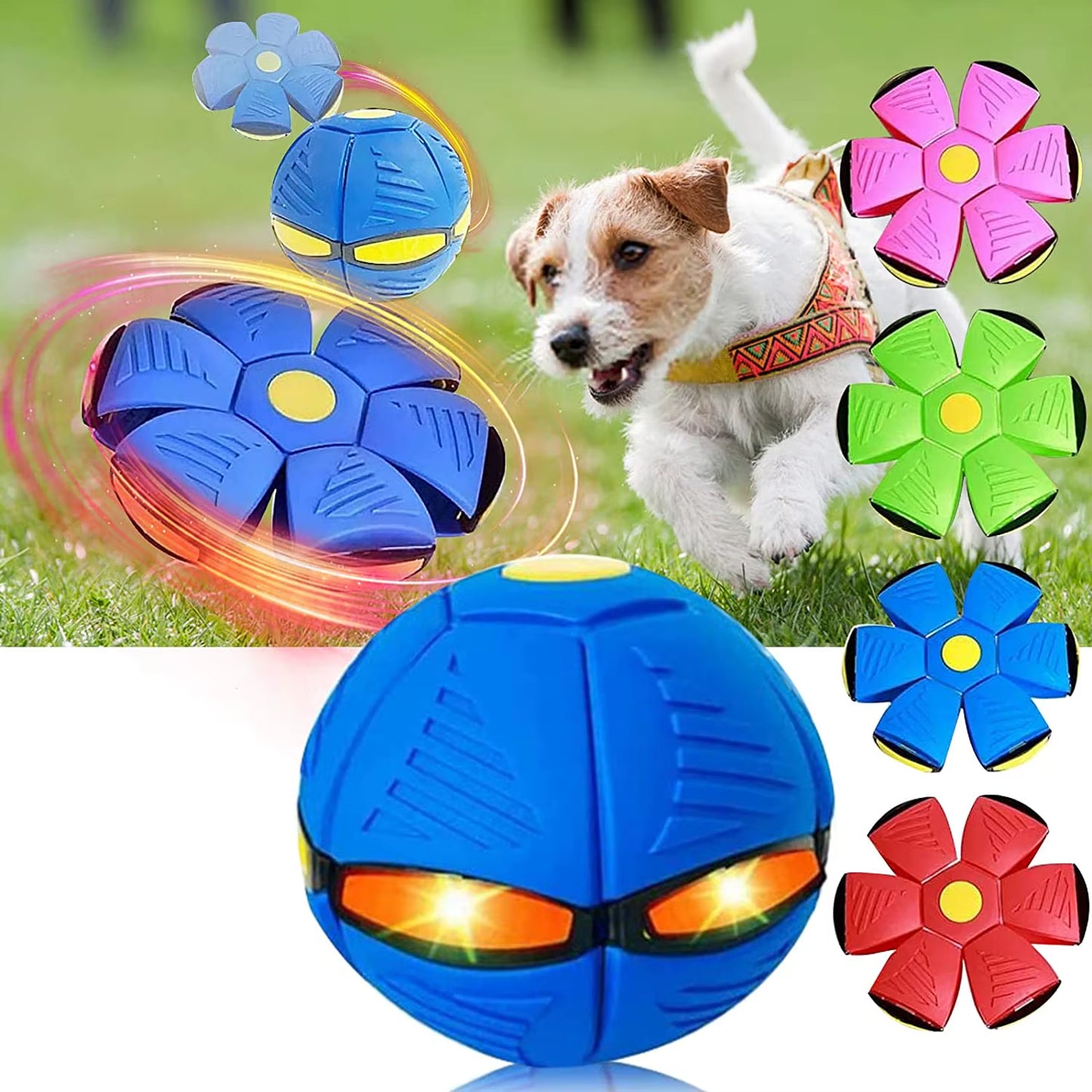 2023 New Pet Dog Toy Magic Flying Saucer Ball Durable Soft Rubber Interactive Throwing Ball Outdoor Sport Dog Training Equipment