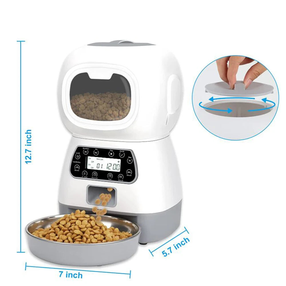 3.5L Automatic Pet Feeder Smart Food Dispenser for Cats Dogs Timer Stainless Steel Bowl Auto Dog Cat Pet Feeding Pet Supplies