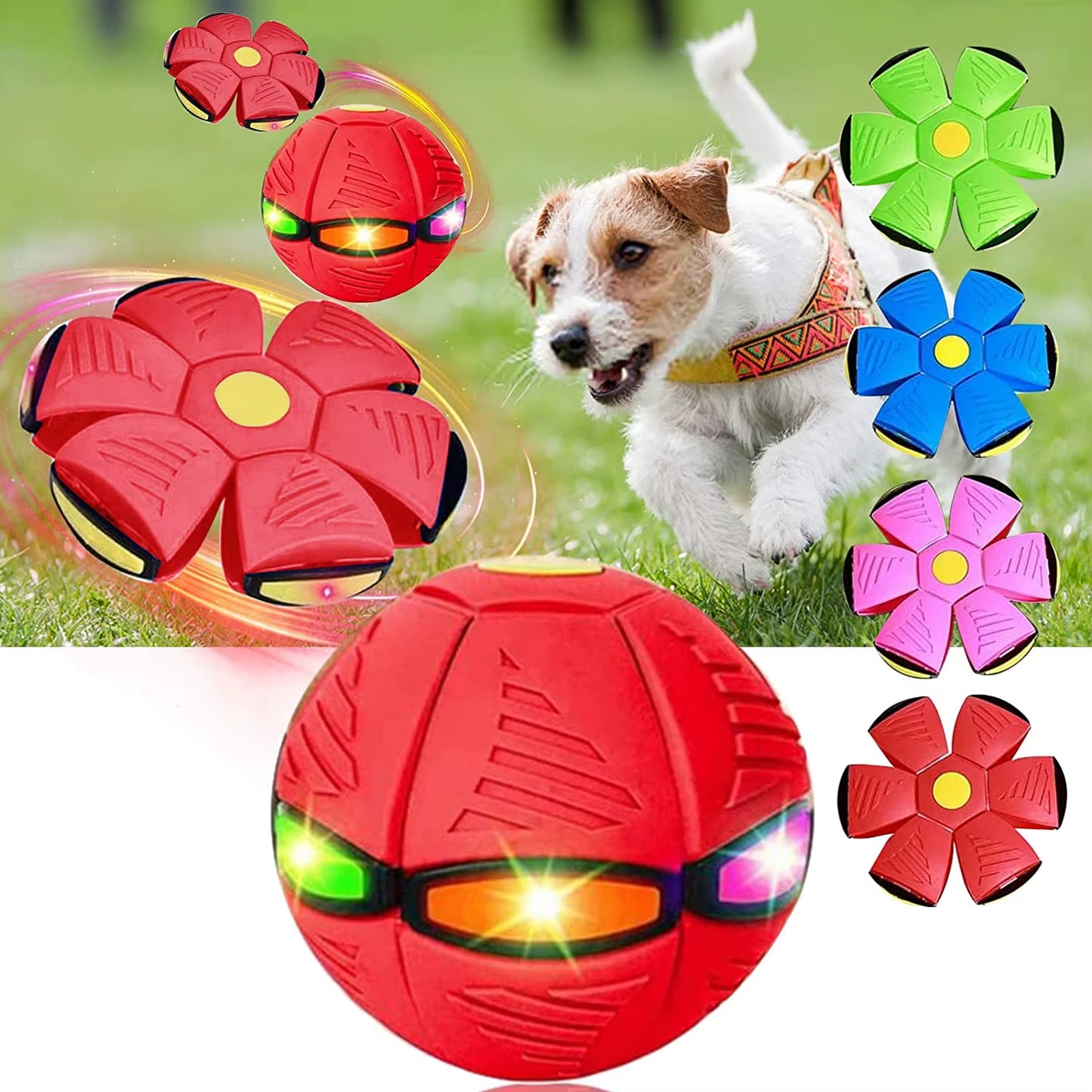 2023 New Pet Dog Toy Magic Flying Saucer Ball Durable Soft Rubber Interactive Throwing Ball Outdoor Sport Dog Training Equipment