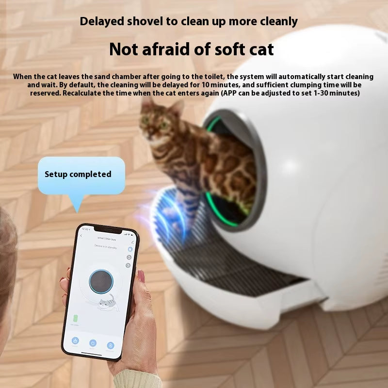 Automatic Self Cleaning Cat Litter Box Extra Large with APP LED Indicator Smart Health Monitor Litter Box English Version