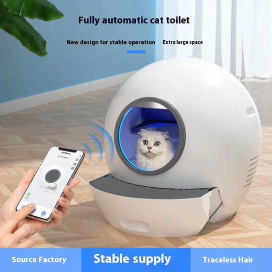 Automatic Self Cleaning Cat Litter Box Extra Large with APP LED Indicator Smart Health Monitor Litter Box English Version