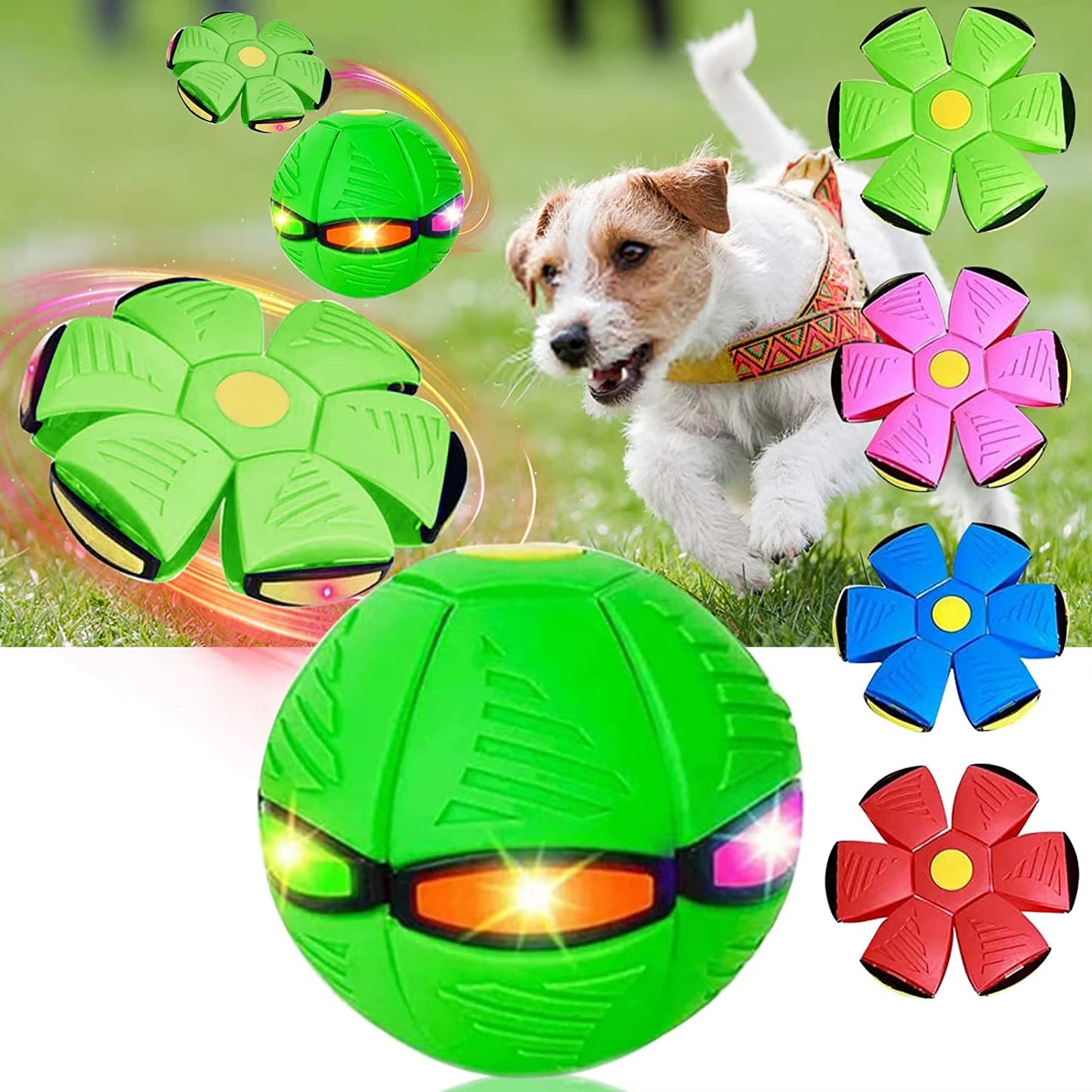 2023 New Pet Dog Toy Magic Flying Saucer Ball Durable Soft Rubber Interactive Throwing Ball Outdoor Sport Dog Training Equipment