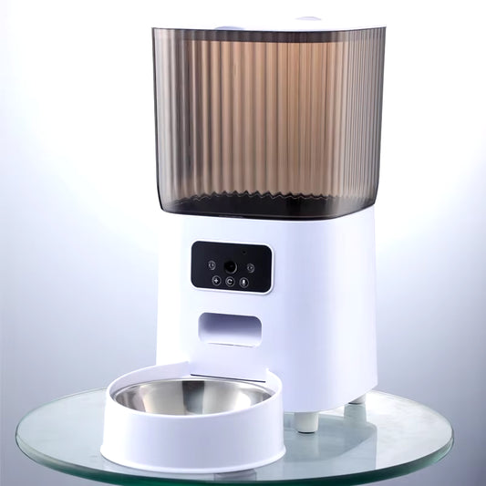 5L Pet Feeder with Camera Automatic Cat Feeder Smart Dog Food Dispenser Wifi Timing Stainless Steel Feeding Bowl（No 5V 2A Plug）