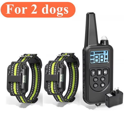 800M Dog Training Collar Remote Electronic Shock Training Collars Rechargeable Waterproof Stop Barking Dog Training Nylon Rope